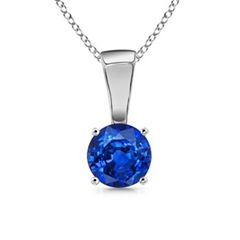 Round Sapphire Solitaire Pendant