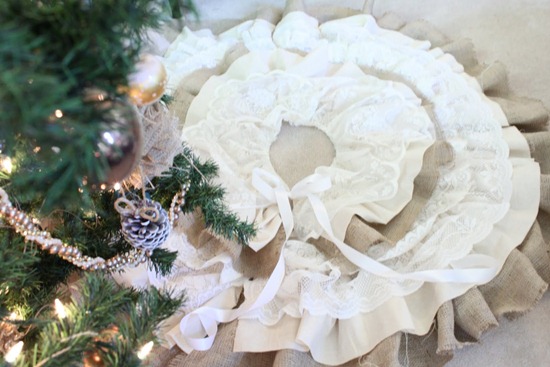 serapilheira saia da árvore de renda burlap lace tree skirt