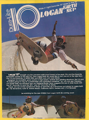 Eddie Chang (Top) and Eric bottom left with his brother Eddie bottom right in one or our Dura-Lite ads in Skateboarder.