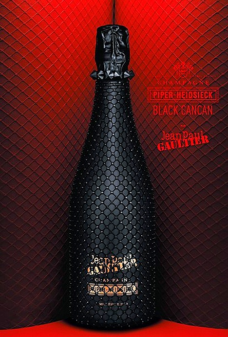 PIPER-HEIDSIECK JEAN PAUL GAULTIER BLACK CANCAN BRUT VINTAGE 2000 with Schott Zwiesel crystal flutes