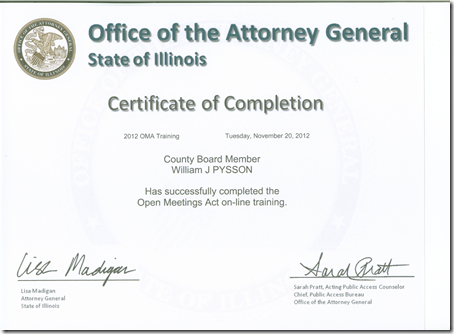 open meeting certificate