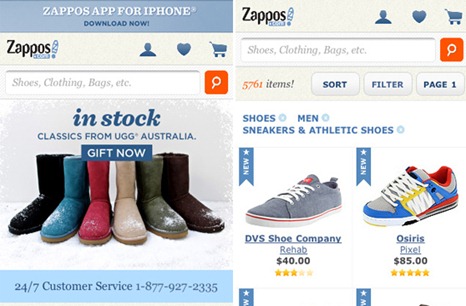 Zappos Mobile Web Design Zappos Mobile Web Design