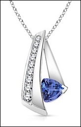 Trillion Tanzanite and Round Diamond Slider Pendant