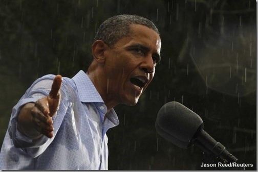 Obama in the rain