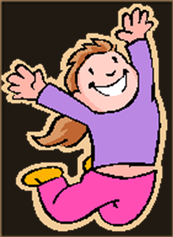 girl with purple top jumping for joy