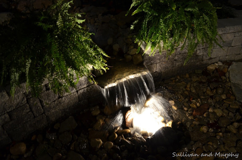nightview of waterfall wall