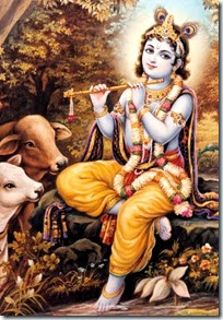 [Indra Sharma painting of Krishna with cows]