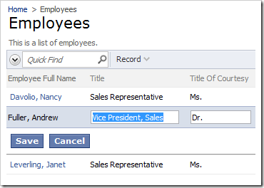 Employee Full Name is read-only in grid view Employee Full Name is read-only in grid view