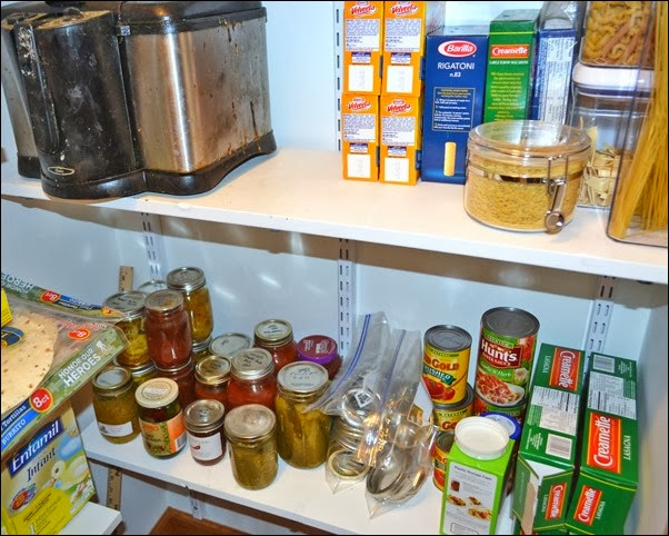 organized pantry pasta and canned goods