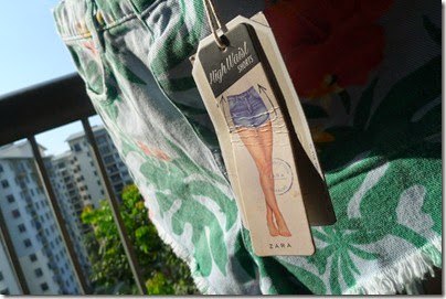 Zara High Waist Tropica Denim shorts
