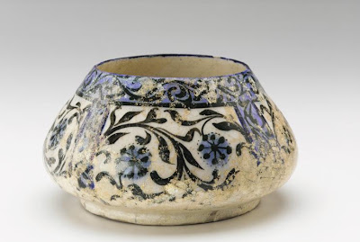 Bowl | Origin:  Iran | Period: 1200-1300 | Details:  Not Available | Type: Ceramic; modeled, glazed, and fired | Size: H: 11.2  W: 20.7  cm | Museum Code: S1987.87 | Photograph and description taken from Freer and the Sackler (Smithsonian) Museums.