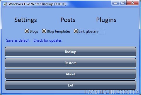 Windows Live Writer Backup Utility