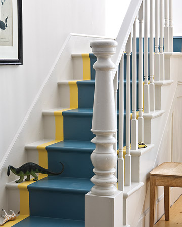 Make your stairs pop with the fun painted runner.
(marthastewart.com/273423/a-runner-thats-one-with-the-stairs) Make your stairs pop with the fun painted runner.
(marthastewart.com/273423/a-runner-thats-one-with-the-stairs)