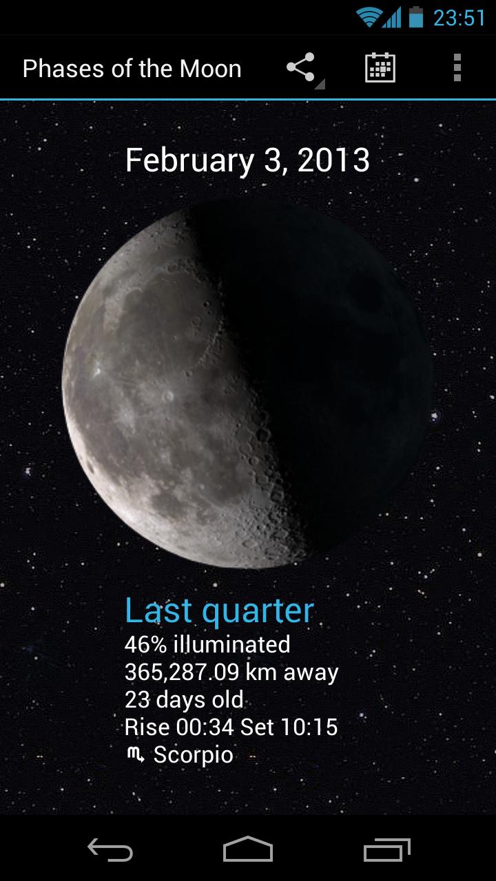 Android application Phases of the Moon Pro screenshort