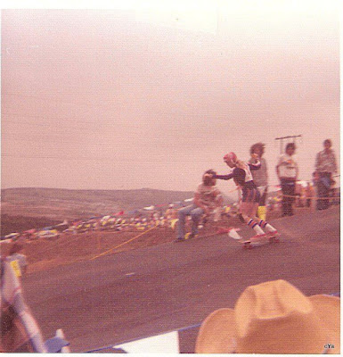 The women's down hill event in the 1976 Hang Ten National Championships in Carlsbad.