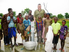 Agbaliwiki children and new well and pump Agbaliwiki children and new well and pump