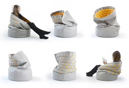 snug kumeko chair contemporary cool yellow felt furniture interior design decor