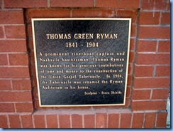 9488 Nashville, Tennessee - Discover Nashville Tour - Ryman Auditorium - Thomas Green Ryman plaque 9488 Nashville, Tennessee - Discover Nashville Tour - Ryman Auditorium - Thomas Green Ryman plaque