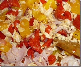Pasta con pollo e peperoni 