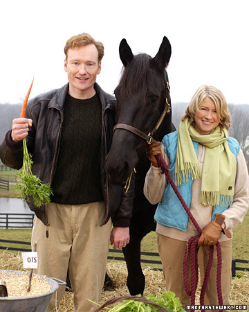 Conan O'Brien joins me at the stables to feed and groom horses. (OAD: 11/24/2003)