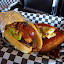 ...and an enormous hot dog with a couple piece of deep-fried macaroni and cheese as its wingmen.