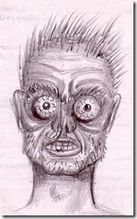 Cap de mort in plin proces de putrefactie desen in creion - Dead man head drawing