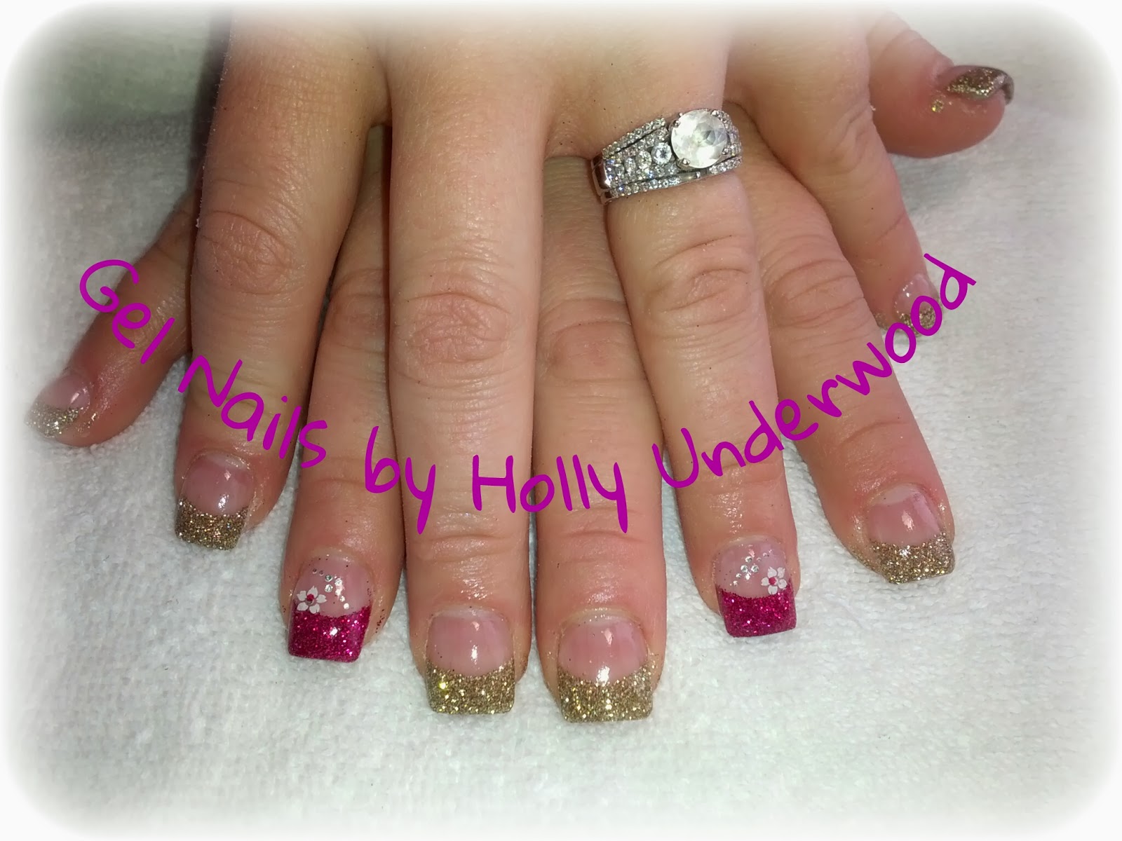 Gold and pink Gel Nails in Washington and st utah Gel Nails