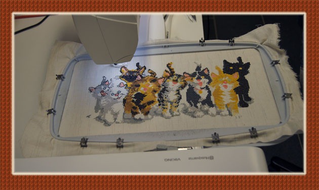 Cats - Embroidered on Designer Diamond deLuxe Kattene broderes på Designer Diamond deLuxe