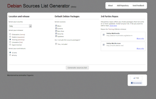 Debian Sources List Generator