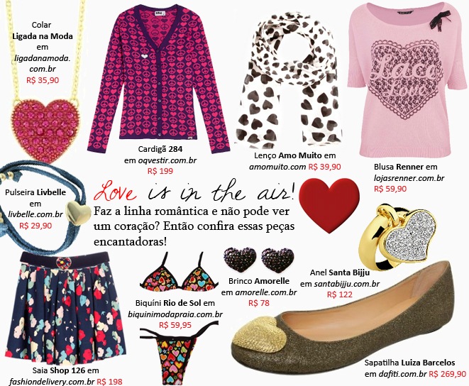 Moda romântica com estampas e acessórios de corações. Apaixone-se! Coração_estampas_moda_acessorios