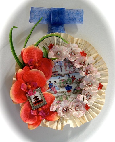 china plate and paper wreath