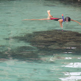 Amy snorkeling in the “aquarium” at the resort