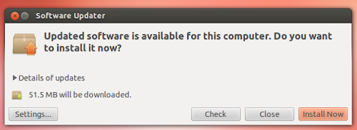 Ubuntu 12.10 nuovo gestore degli aggiornamenti / finestra in modalità minimale