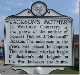 Jackson's Mother marker, Fayette County, WV in Ansted