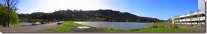 STITCH_1839 Panorama of the lakes at the Trojan Nuclear Power Plant on April 22, 2006
