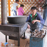 Lunch in progress at the ger cafe. Single pot cooking is the name of the game.