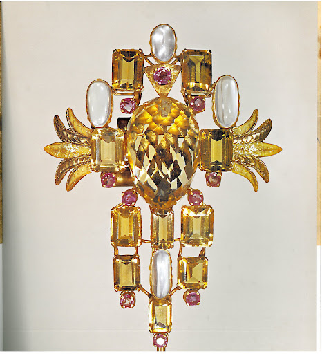 Tony was also an accomplished jewelry designer - here's a unique piece from the 1970s made with citrine, moonstone, and pink tourmaline, set in 18-karat gold.