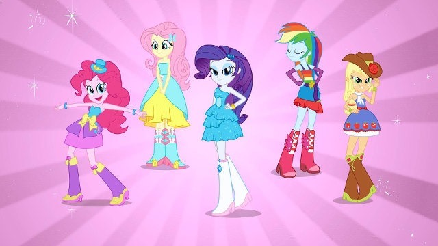 The mane six in human form with their fancy new dresses right before going to the school dance