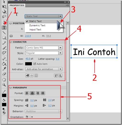 Langkah-langkah menampilkan Static Text