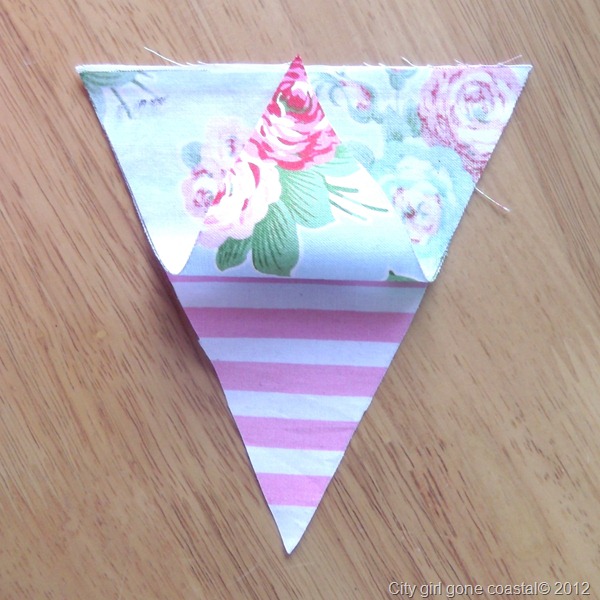 flag pieces pinned right sides facing