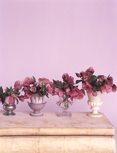 Urn vases (left to right): metal, ceramic, glass, and stone. (Martha Stewart Living)