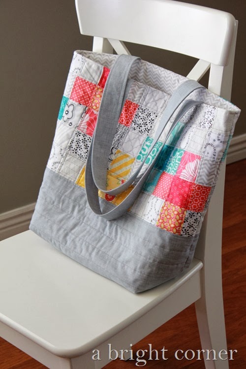Scrappy quilted tote bag from A Bright Corner