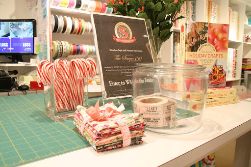 We had three great giveaways at the event, a bundle of Liberty fabric, our new Holiday Crafts book, and a Singer sewing machine!