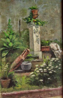 M.Barboni Giardino Ist. Belle Arti Napoli 1880 olio legno 31x20