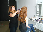 Sadah Saltzman, a hair stylist and makeup artist at NYC'c Salon AKS, was on hand to perfect our model's hair and makeup.