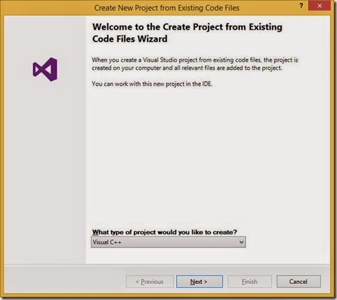 Visual C project from existing code Visual C project from existing code