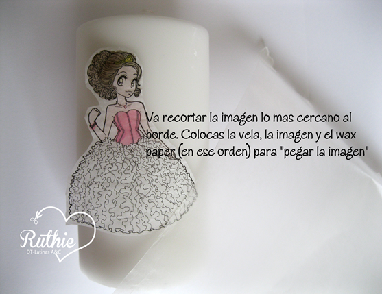 Tutorial usando una estampa digital en una vela - Digi stamp on a candle - Latinas Arts and Crafts - Ruthie Lopez DT 5