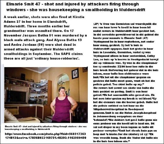 SMIT ELMARIE 47 SHOT INJURED WHILE HOUSESITTING MULDERSDRIFT SMALLHOLDING DEC 16 2012