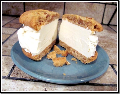 ice cream sandwich cut in two