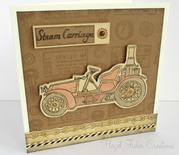 Steampunk steam carriage card made with stamps 2014Jan16
